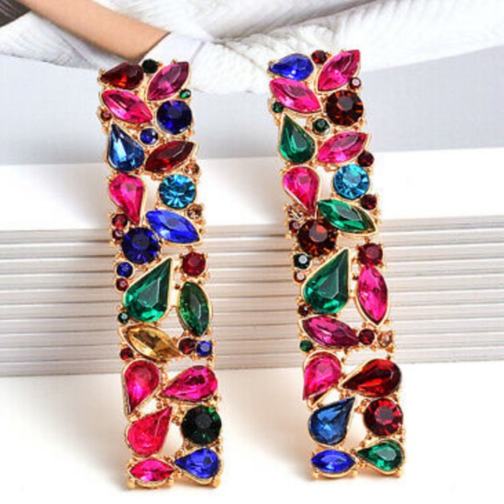 NEW 18k gold plated multicolored Unique Earrings